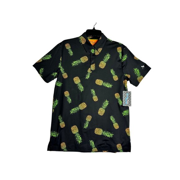 Birdie Bound Tropical Pineapple Golf Polo Shirt Mens Small - Picture 1 of 5